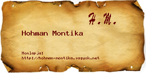 Hohman Montika névjegykártya
